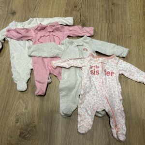 Carter's Pink and Gray Zippered Footies